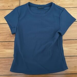 White Fox Ribbed Tee Navy (Small)
